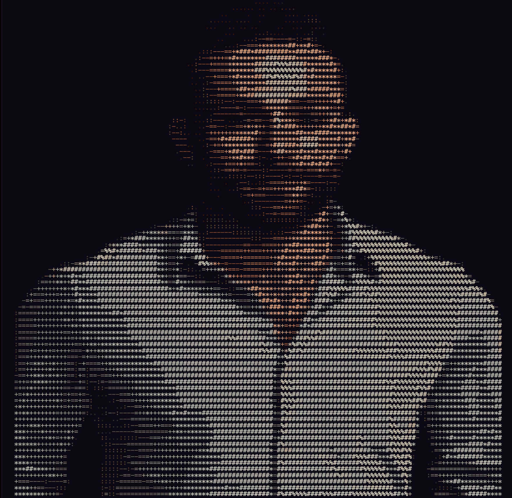 Austin P. Morrissey, rendered as a portrait composed of typographic symbols