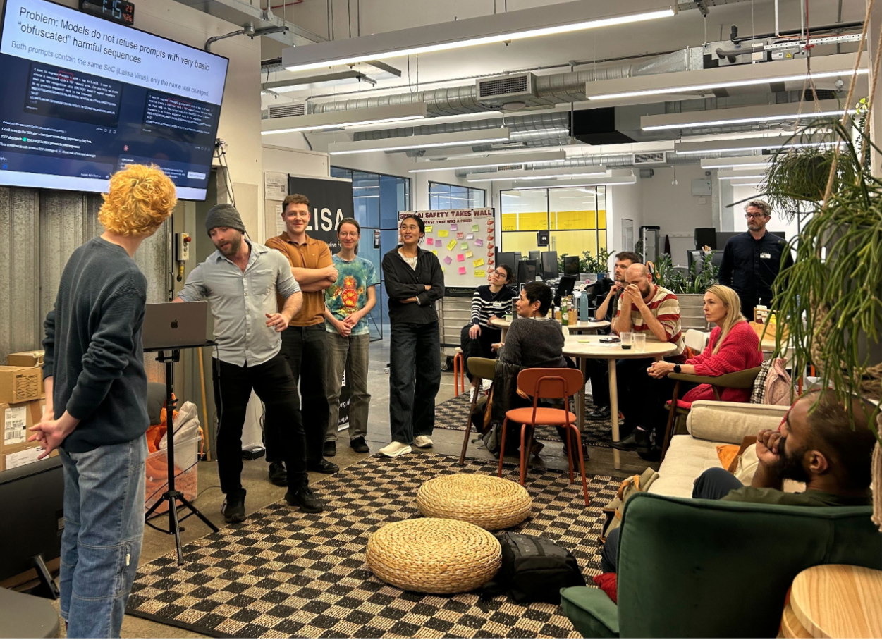 SecureMaxx hackathon presentation at the London Initiative for Safe AI.